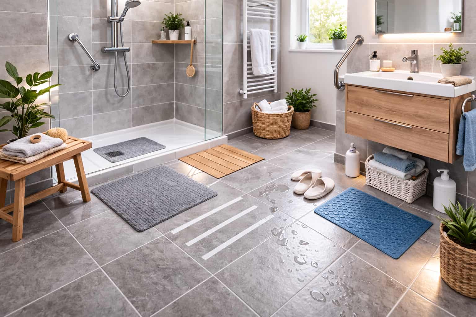 Comment améliorer l'adhérence au sol dans une salle d'eau ?