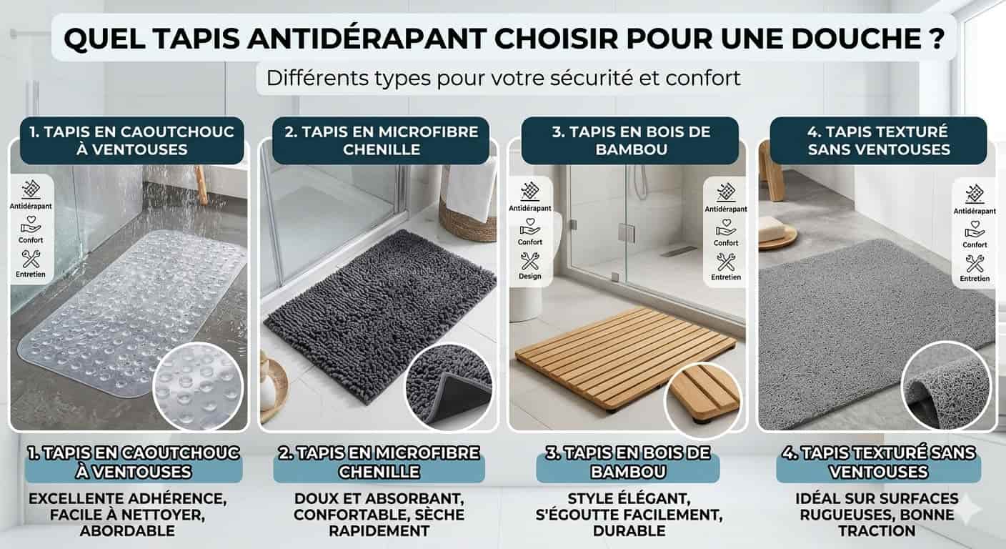 Quel tapis antidérapant choisir pour une douche ?