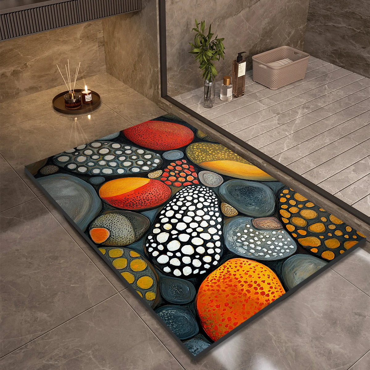 Stone Design Diatomite Bath Mat Bathroom Non-slip Shower Foot Mats Absorbent Quick Dry Toilet Rugs Carpet Doormat Washable
